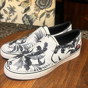 Nike Court Royale AC slip SE with black and white floral/tropical print